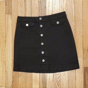 Loft Black Button Fly Mini Skirt Size 8